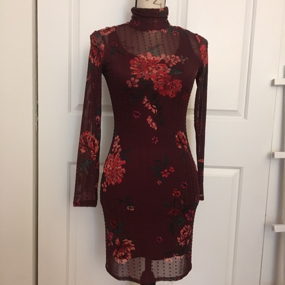 NWT! Price Drop! Floral Print-Dot Mesh Dress w/ Mask! - Picture 2 of 14